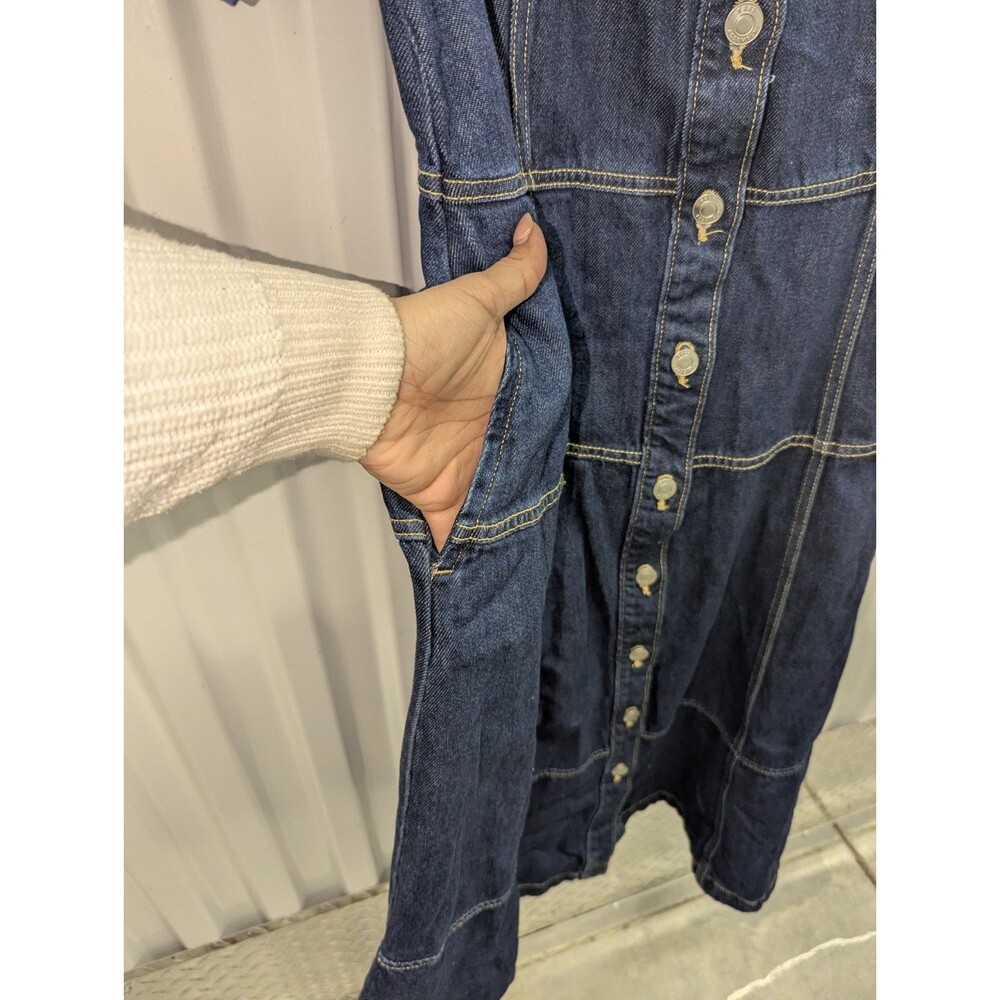 Y2K Western Cowgirl Denim Midi Dress Boho Cottagecore Button Front NWT Small - Picture 10 of 12
